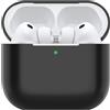 Nemteur Custodia per Airpods Pro 3, Case Protettiva Sottile in Silicone per Air Pods Pro 3 2025 (USB-C) Cover in Silicone Visibile con LED Frontale, Nero