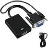 PKOUVOO Cavo VGA a HDMI con Audio da 3,5 mm Adattatore da VGA a HDMI con Audio Video Full HD per Collegamento di Laptop con Proiettore PC TV Box Monitor HDTV