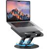OMOTON Supporto per computer portatile, base in metallo resistente, girevole a 360°, supporto ergonomico pieghevole per lavoro collaborativo, adatto a MacBook e laptop fino a 15, nero classico