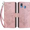 SIENIANLINE Cover per Samsung Galaxy A40 custodia portafoglio Oro Rosa | 3 scomparti carte, 1 tasca banconote, Chiusura magnetica, Supporto, Pelle PU flip cover per Samsung A40