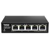 YuanLey Estensore PoE Gigabit a 5 Porte con 4 Uscite, Ingresso PoE da 90W, IEEE 802.3af/at/bt, Ripetitore Mini a 5 Canali 1000Mbps, Custodia in Metallo, 6KV, Switch Power over Ethernet