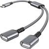 BASESAILOR Adattatore Prolunga 1 Tipo C Maschio a 2 Dual USB Femmina 0.3M
