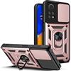 ESTH® Cover per Xiaomi Redmi Note 12 Pro 4G con Custodia per Fotocamera Scorrevole e Supporto ad Anello [Custodia Paraurti Compatibile con Supporto Magnetico per Auto], Oro rosa