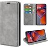 Fertuo Cover a Libro con Porta Carte per Motorola Moto G15, Grigio
