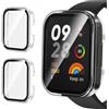 iVoler 2 Pezzi Cover per Xiaomi Redmi Watch 3 (Non per Redmi Watch 3 Active) con Vetro Temperato, Copertura Completa Sottile Custodia Trasparente Rigida PC, Pellicola Protettiva Anti-Graffio Case