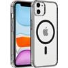 Coiwxmoi Custodia per iPhone 11 Cover Compatibile con MagSafe, Custodia TPU Morbida Trasparente con Anello Magnetico, Anti-Impressioni Digitali Backcover, Anti-Scivolo Anti-Urto Case, Nero