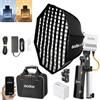 Godox ML60IIBi ML60II-BI Kit di luci a LED, luce video a LED portatile, bicolore 2800K-6500K, CRI 96+ TLCI 97+, 7 effetti FX, controllo APP, con softbox AD-S60S, batterie al litio NP970