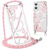 Gcxvaoi Magnetica Cover con Cordino per iPhone 17, Aesthetic Fiori Disegni Custodia con Collana Tracolla Laccio Corda Compatibile con MagSafe, Trasparente Silicone Antiurto Case per iPhone 17, 04