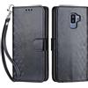 SIENIANLINE Cover per Samsung Galaxy S9 Plus custodia portafoglio Cubo - Nero | 3 scomparti carte, 1 tasca banconote, Chiusura magnetica, Supporto, Pelle PU flip cover per Samsung S9 Plus