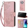 SIENIANLINE Cover per Xiaomi Redmi 14C / A3 Pro custodia portafoglio Oro Rosa | 3 scomparti carte, 1 tasca banconote, Chiusura magnetica, Supporto, Pelle PU flip cover per Xiaomi Poco M7 / C75