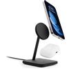 Twelve South HiRise 2 Deluxe 2-in-1 stazione di ricarica wireless per dispositivi Apple, caricabatterie Qi2 MagSafe, supporto per caricabatterie wireless veloce per iPhone 15 14 13 12 Pro e Max Series
