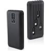 Mediawave Store - Power Bank 2000mAh Caricabatterie Rapido Portatile con 4 Cavi Inclusi USB, Caricatore per Smartphone Tablet PC da Viaggio, Ricarica Rapida, Tascabile (Black)