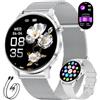 SUNKTA Smartwatch Donna, 1,43 AMOLED Smartwatch con Chiamata Bluetooth, Orologio Fitness 100+ Modalità Sportive, Frequenza cardiaca e Sonno, IP68 Orologio per Android iOS,2 Cinturini e 2 Cavi Inclusi,FV23-E