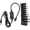 YINETTECH Cavo adattatore DC tipo C a DC5521 5V/9V/12V/15V/20V tensione regolabile display digitale DC PD cavo di ricarica rapida per modem router ottici notebook (cavo da 1,2 m con 10 testine