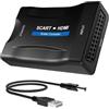 SEASJHBAY Convertitore da scart a HDMI 720P/1080P con cavo di alimentazione USB, convertitore Scart HDMI per VHS DVD PS1 PS2 PS3 Xbox STB a monitor HDTV Adattatore Scart a HDMI per trasmissione audio