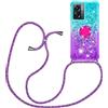 YAMCCCSE Custodia per Cellulare con Corda per Oppo A77 5G / Oppo A57 4G / Oppo A57S 4G Case, Liquido Sabbie Mobili Bumper TPU Cover con Collana Practical Stylish/Necklace Cordoncino Cordino Tracolla