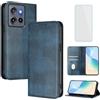 OUEAYIEN Cover per Motorola Edge 60 Neo/Edge 50Neo Custodia a Libro con Vetro Blu | Blocco RFID,Pelle Portafoglio Case,Porta Carte,Vintage Flip Custodia per Moto Edge50 Neo 60Neo Edge60Neo