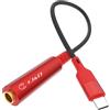 J&D 6,35mm TRS Femmina a USB C Stereo Audio Adattatore Cavo con Nylon Intrecciato per Amplificatori, Mixer, Home Theater, Cuffie da 6,35mm, Compatibile con Serie iPhone 16/17, 0,3 m, Rosso