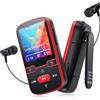 PINHUI 64 GB Lettore MP3 Bluetooth 5.3 con clip, lettore musicale sportivo HiFi, schermo da 1,5 pollici con pulsanti fisici, radio FM/contapassi/registratore vocale, pesa solo 28 g, scheda TF fino a 128GB