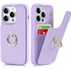 SailorTech Custodia per iPhone 12 Pro Max Con Portacarte e Anello - Supporto per Carta di Credito - Viola