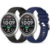 CHULN 2 Packs Silicone Cinturino per Amazfit Active 2/Active/Garmn Vivoactive 5/Amazfit GTS/GTS 2/2 Mini/2e/GTS 3/GTS 4/4 Mini, 20mm Regolabile Sportiva Cinturino di Ricambio per Smartwatch.(No host)