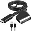 KeyQueen Cavo SCART a HDM, 1080P/720P Adattatore da Scart a Hdm Tutto in Uno conCavo HDM e CavoScart Full HD Video Audio Convertitore Scart a HDM per HDTV STB VHS Xbox PS3 Sky DVD Blu-ray