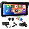 CAMECHO Wireless Carplay Moto Schermo per Moto, 8.1 pollici Navigatore moto con Doppia Telecamera AV/AR IP68, CarPlay & Android Auto Senza Fili, Bluetooth | HD 1600x600, Montaggio Universale