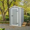 Dmora Casetta da Giardino Galliate 103x129x196h cm Grigio Resistente Agli Agenti Atmosferici Tetto a due Falde, Materiale Tetto in Plastica