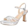 PIZZ ANNU Lena Sandali Platform Donna Estive Eleganti Glitter Strass Punta Aperta Sandalo con Tacco Plateau Scarpe per Cerimonia Sposa con Cinturino alla Caviglia Argento EU 42