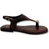 Exé - Sandalo Donna Infradito. Tomaia avvolgente in pelle scamosciata e dettaglio oro. Flat eleganti. Comfort Estivo.