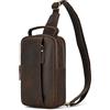 newsbirds Borse Petto Borsa Crossbody Pelle Zaino Spalla Monospalla Pelle Marsupio Zainetto Piccolo Sling Bag Borsello a Tracolla per Uomo Viaggio Trekking Camminare, 9332 marrone scuro