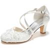 Emily Bridal Scarpe da Sposa Round Criss Cross Party Shoes (EU39, Avorio)