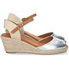shoes&blues.es Sandali con Zeppa da Donna, Stile Valenciano, Foderati in Juta, Punta Aperta e Chiusura con Fibbia, Primavera/Estate 2023 Argento Talla 36
