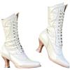EGSDMNVSQ Stivali Con Cerniera Con Tacco Largo Da Donna Stivali In Pelle Con Allacciatura Punk Gotico A Punta Stivaletti Classici Vittoriani Stivaletti Con Tacco Alla Moda Vintage