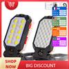NONE Torcia LED portatile ricaricabile tramite USB Lampada da lavoro COB Lanterna da campeggio impermeabile regolabile Design magnetico, batteria incorporata