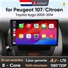 NONE Autoradio Junsun con chip Qualcomm 8-Core Android 13 per Peugeot 107 2005-2014 e Citroen C1 2005-2014, CarPlay wireless, schermo HD multimediale.