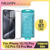NILLKIN Proteggi schermo in vetro temperato NILLKIN per iPhone 15 Pro, installazione automatica, ampia visualizzazione dello schermo, anti-impronte, pellicola HD
