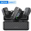 BOYA BOYAMIC 2 Microfono lavalier wireless da bavero per dispositivi iPhone 15/16 Type-C Videocamera Android Registrazione video Vlog Streaming