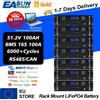 EASUN POWER LiFePO4 51.2V 100AH pacco batteria 200AH 5KWH 10KWH Bateria CAN RS485 BMS con funzione parallela 10 anni di garanzia