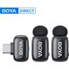 BOYA BOYA mini microfono lavalier wireless per iPhone 15/16 Dispositivi Android USB-C Riduzione del rumore per la registrazione video Streaming