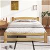 KOMHTOM Letto in legno massello 140x200 cm, letto futon, letto matrimoniale con testiera e rete a doghe, letto giovanile, naturale, senza materasso