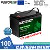 POWGROW Batteria LiFePo4 12V 24V 100AH 300AH con BMS 100A per RV, Inverter, Solare - Batteria al Litio Ferro Fosfato Senza Tasse