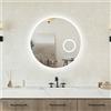 NONE 60/80cm Specchio LED da Bagno Tondo con 3 Luci, Touch, Orologio, Lente d'Ingrandimento, Anti-Appannamento, Dimmerabile e Memoria