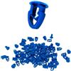 Bottoni Targa auto Clip per fissaggio Targa mis. 8x8 mm - Bottoncini in plastica rigida per Targa Europea, graffe a testa piatta, copri fori, per auto e moto - 100 Pezzi BLU