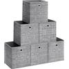 SONGMICS Scatole portaoggetti, set di 6 scatole in tessuto non tessuto con manico, 26 x 26 x 28 cm, unità di stoccaggio, per scaffali, pieghevoli, porta abiti, grigio erica