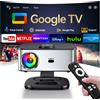 HORLAT Proiettore HORLAT T03MAX Google TV Full HD 1080P Android Beamer 2000 ANSI Lumen WiFi 6 Supporto 3D 4K Proiettore Smart per Home Theater