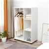 HOMCOM Armadio mobile HOMCOM con ruote, 3 ripiani laterali + ampio spazio interno, in truciolato bianco