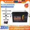 Kuoouk Batteria LiFePO4 12V 350AH 200AH con BMS integrato, pacco batterie al litio ferro fosfato per camper, veicoli elettrici, golf cart, solare, esente da tasse