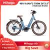NONE Bicicletta Elettrica Mihogo Air 750W 48V 9.6Ah*2 Doppia Batteria 26*2.5" Telaio Leggero in Carbonio Step-through E-bike con Supporto APP Freno a Disco Idraulico 40km/h