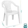 Sedie di plastica impilabili Bianche con schienale basso con rombi e braccioli per esterno ed interno - Misura 57x61,5x79 cm
